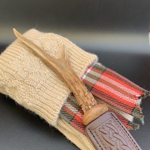 Scottish roe deer antler sgian dubh finished with locally sourced burr elm wood