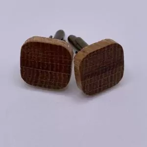 Square shaped oak cufflinks handcrafted from a reclaimed whisky barrel stave