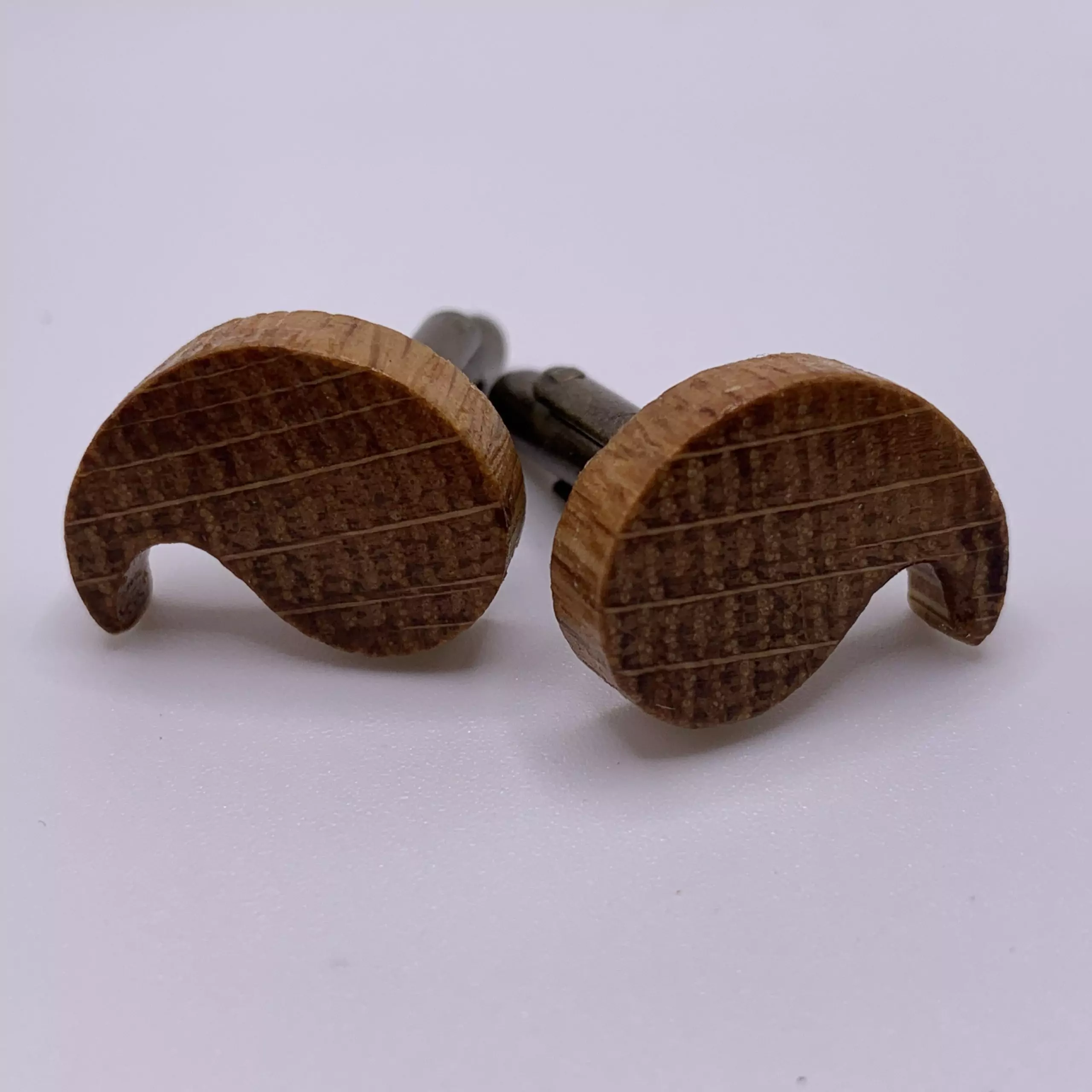 Teardrop Paisley Pattern shaped oak cufflinks handcrafted from a reclaimed whisky barrel stave