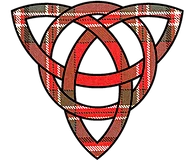Celtic Triquetra knot design highlighted in weathered Clan Macfarlane tartan