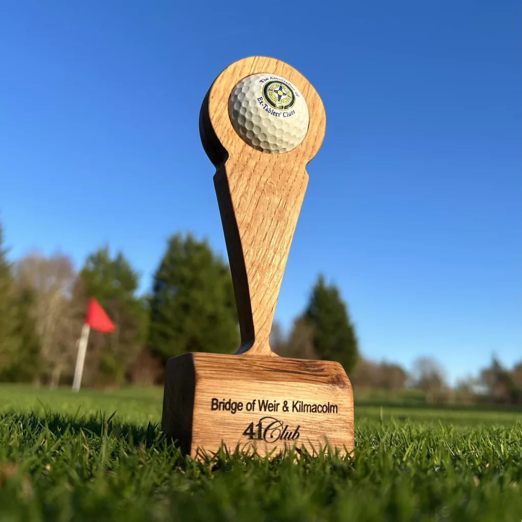 Custom made golf trophy designed for Bridge of Weir and Kilmalcolm 41 Club annual competition
