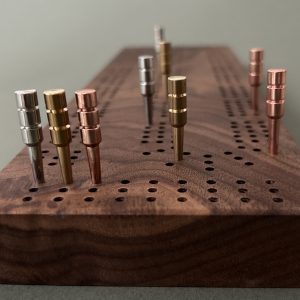 Stunning 3 track cribbage board handcrafted from walnut wood
