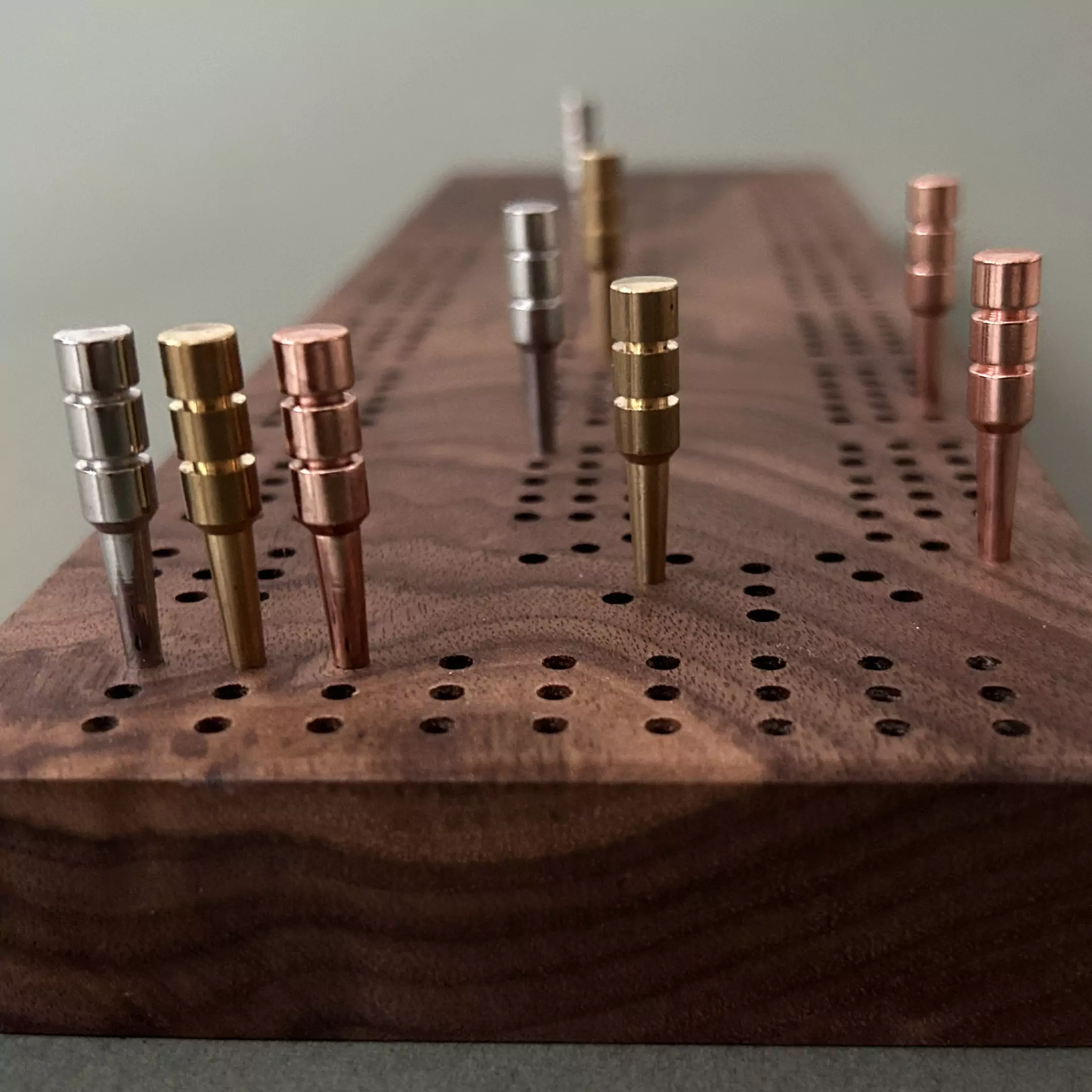 Stunning 3 track cribbage board handcrafted from walnut wood