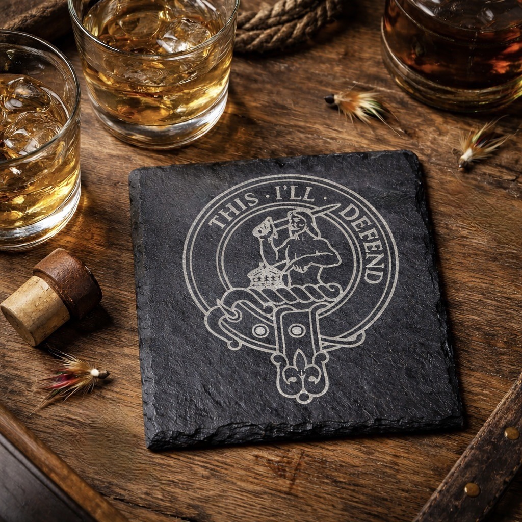 Engraved Clan Crest Slate Coaster